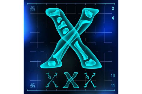 X Letter Vector Capital Digit Roentgen X Ray Font Light Sign Medical