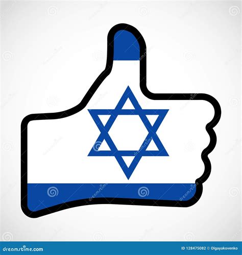 Flag Of Israel In The Shape Of Hand With Thumb Up Gesture Stock Vector