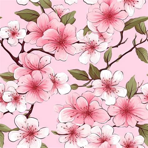 Premium Photo Seamless Pattern Cherry Blossom