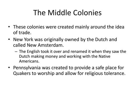 Ppt The Middle Colonies Powerpoint Presentation Free Download Id