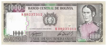 Boliwia 1 000 pesos 1982 w Muzeum Banknotów w MyViMu