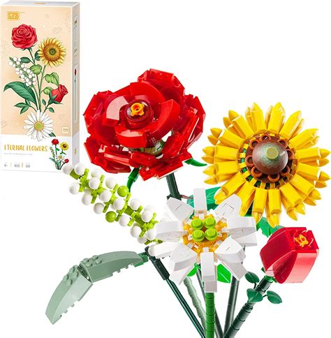 Seyaom Artificial Flowers Bouquet Building Blocks Set Mini Flowers