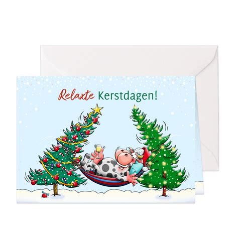 Grappige Leuke Kerstkaart Met Koe En Kerstbomen Kaartje Go