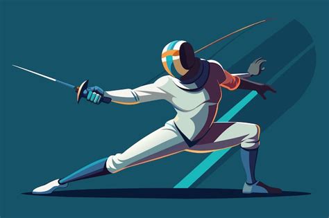 Premium Vector | A man in a fencing stance with a sword