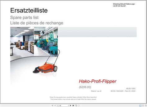 Hako Floor Sweeper Flipper Series Spare Parts Catalog EN DE FR Auto