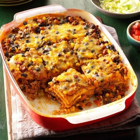 Double Duty Layered Enchilada Casserole Recipe Taste Of Home