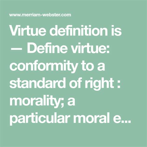 Virtue Definition Is — Define Virtue Conformity To A Standard Of Right