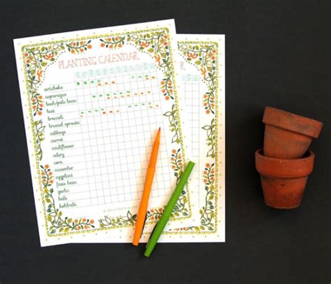 Free Printable Planting Calendar A Piece Of Rainbow