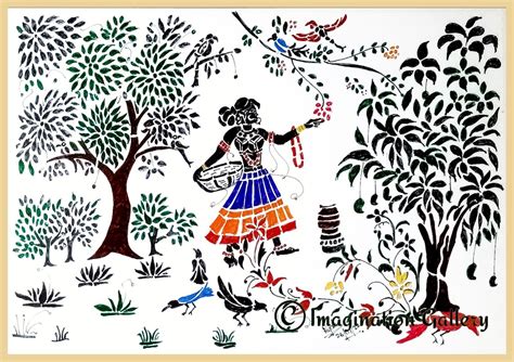 How To Draw Indian Folk Art Sanjhi Art Painting From Uttar Pradesh