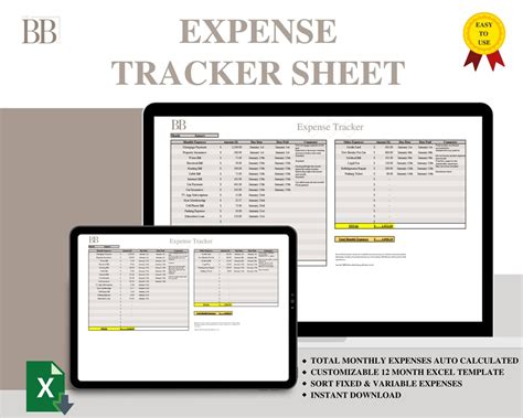 Expense Tracker Sheet Excel Template Form Personal Finance - Etsy