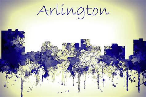 Arlington city skyline blue yellow Digital Art by Marlene Watson | Fine ...