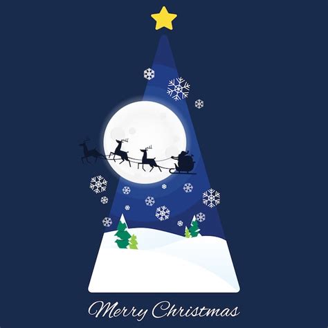 Premium Vector Santa Clauss Sleigh Christmas Tree