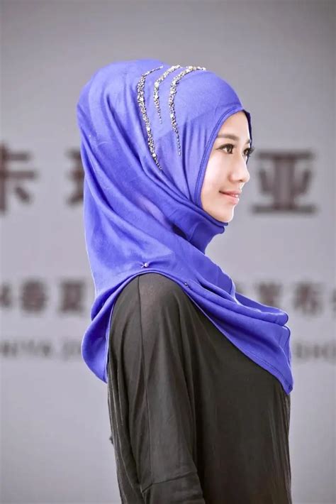 Fashion Design Silk Easy Wear Headscarf Beading Hijab Istamic Style