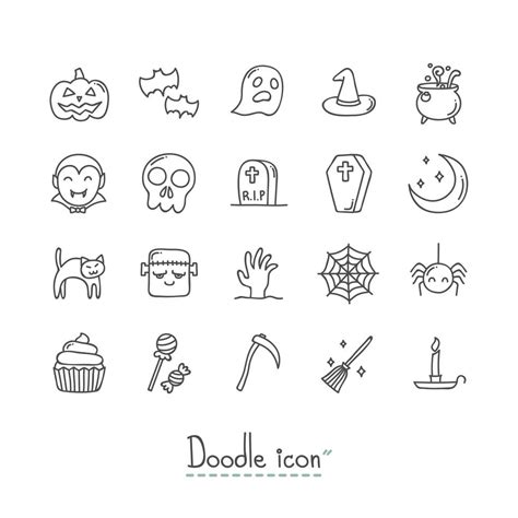 Doodle Halloween Icon Set 964019 Vector Art At Vecteezy