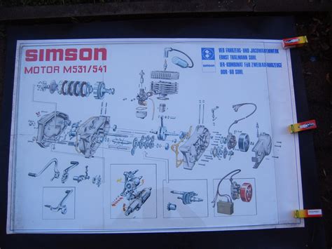 Original Simson Explosionszeichnung Motor M541 531 Poster DDR