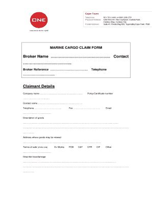 Fillable Online Grange Co Marine Cargo Claim Form Onepdf Grange Co