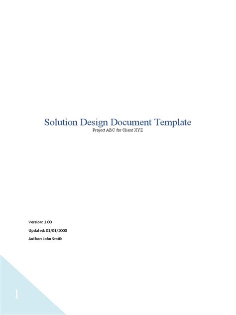 Solution Design Document Template Pdf