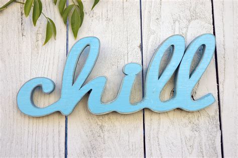 Items similar to Wood Words Chill Cut Out Typography Wall Decor and Wall Hanging on Etsy