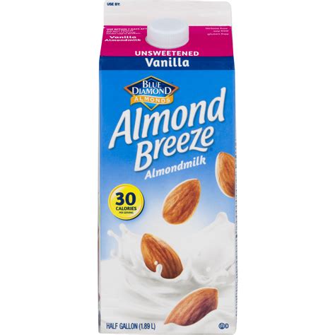 Blue Diamond Almond Breeze Unsweetened Vanilla Almond Milk Half Gallon