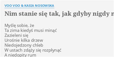 NIM STANIE SIĘ TAK JAK GDYBY NIGDY NIC NIE BYŁO LYRICS by VOO VOO