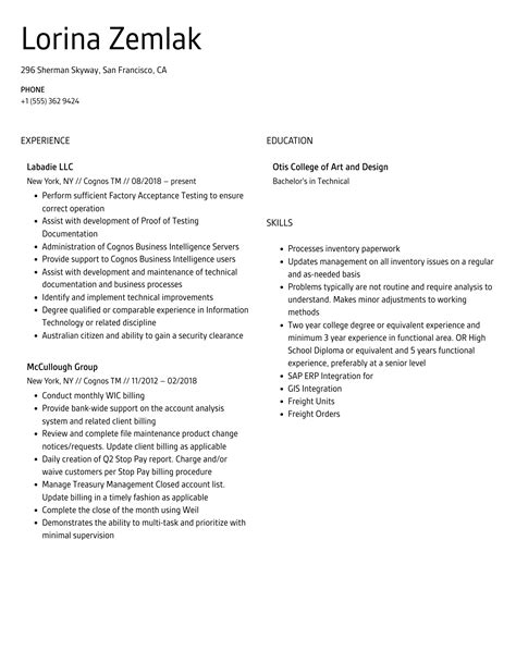 Cognos Tm Resume Samples Velvet Jobs