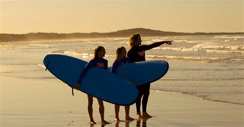 Surfing lesson for beginners at Broadbeach at Kurrawa Surf Club Carpark ...