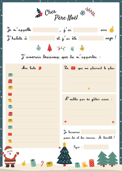 Lettre Au P Re Noel Imprimer Gratuit Maman Te