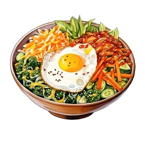 Bibimbap Korean Food Watercolor, Watercolor, Food, Menu PNG Transparent ...