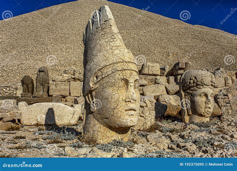 Antique Statues on Nemrut Mountain, Turkey. the UNESCO World Heritage Site at Mount Nemrut Where ...