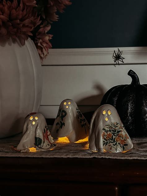 DIY Floral Clay Ghosts Easy Affordable Halloween Craft