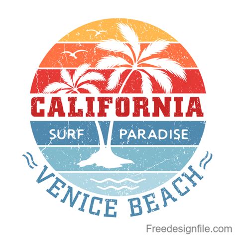 Venice Beach California design vector free download