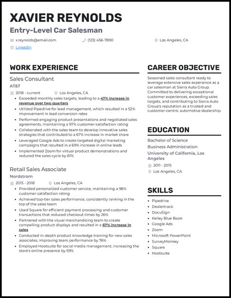 7 Car Salesman Resume Examples And Templates