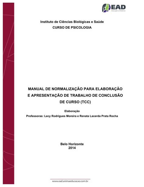 PDF MANUAL DE NORMALIZAÇÃO PARA ELABORAÇÃO E APRESENTAÇÃO DE