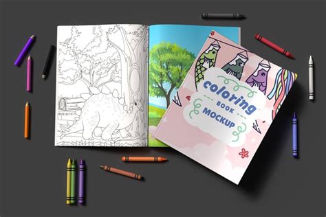 Open And Closed Softcover Coloring Book Mockup Psd 