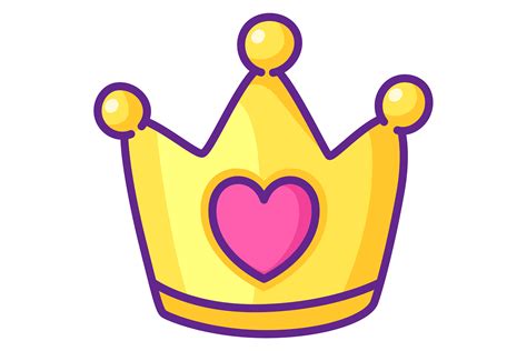 Cute Princess Crown with Heart Sign Colo Graphic by ladadikart ...