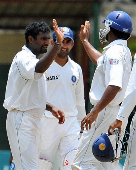 Muttiah Muralitharan Celebrates Anil Kumble S Wicket ESPNcricinfo