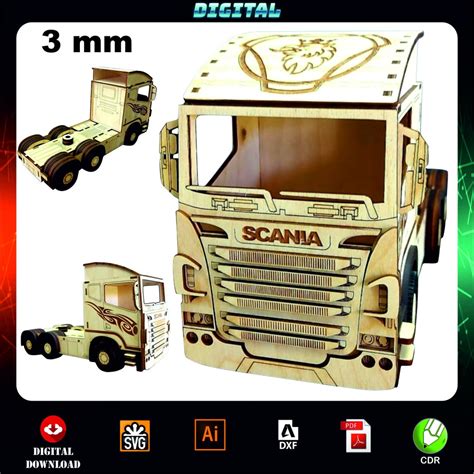 Laser Cutting Scania R Mm Cnc Laser File File For Laser D Puzzle