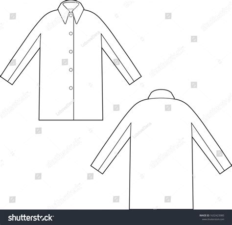 Technical Drawing Of Trench Coat Fashion Flat Royalty Free Stock