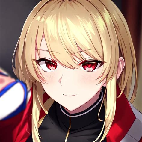 Anime 1 Girl Blonde Hair Red Eyes Focus On Face