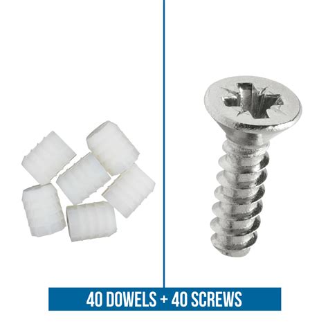 Rok Hardware 8mm Plastic Dowel Inserts With Screws 40 Pack