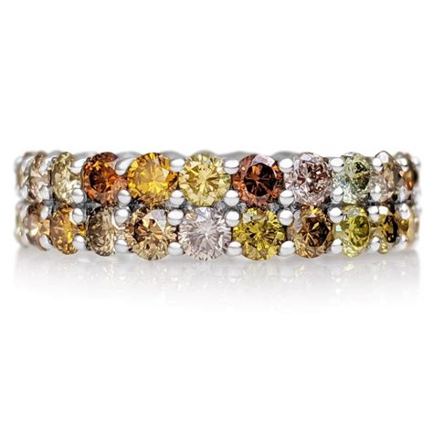 Double Eternity Fancy Diamonds Band Kt Wei Gold Catawiki