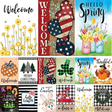 Amazon.com : Seasonal Garden Flags Set of 12 Double Sided 12 x 18 Inch