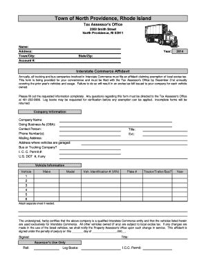 Fillable Online Northprovidenceri Interstate Trucking Exemption Form