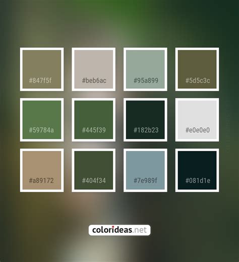 Verdigris Dark Gray Smoked Hunter Green Black Color Palette Color