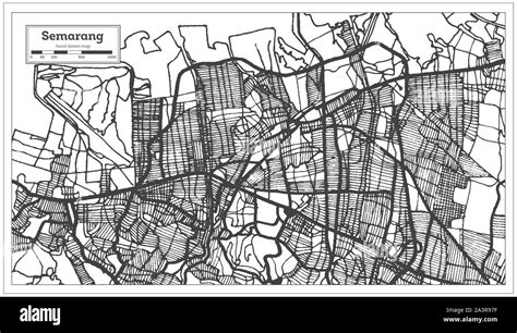 Mapa De La Ciudad De Semarang Indonesia En Color Blanco Y Negro Mapa