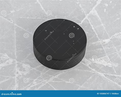 Hockey Puck on Ice Hockey Rink Close Up Stock Image - Image of outdoors ...