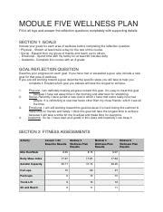 Module Wellness Plan Pdf Module Five Wellness Plan Fill In All