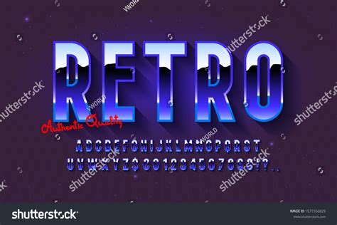 80s Retro Alphabet Font Metallic Effect Stock Vector Royalty Free 1571556829