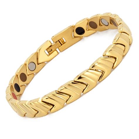 Gold Bracelet Men Good Luck Mens Fashion Jewelry Stainless Steel Charm ...