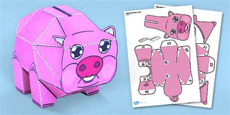 Piggy Bank Paper Craft Profesor Hizo Twinkl